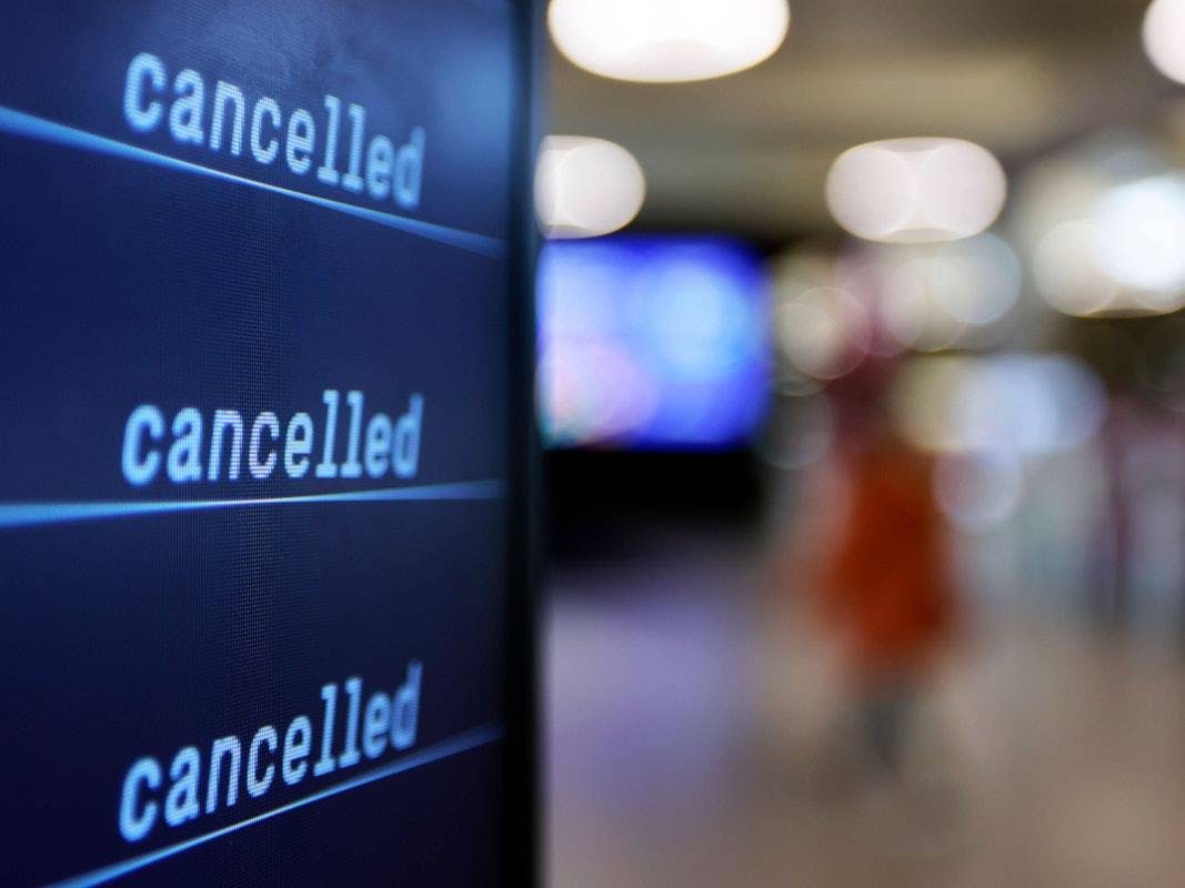 Screen mit „Cancelled“-Anzeige.