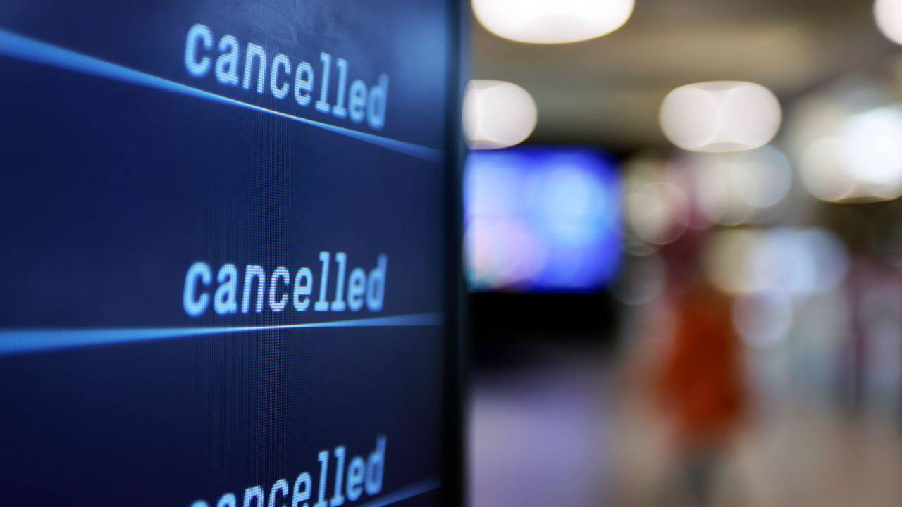 Screen mit „Cancelled“-Anzeige.