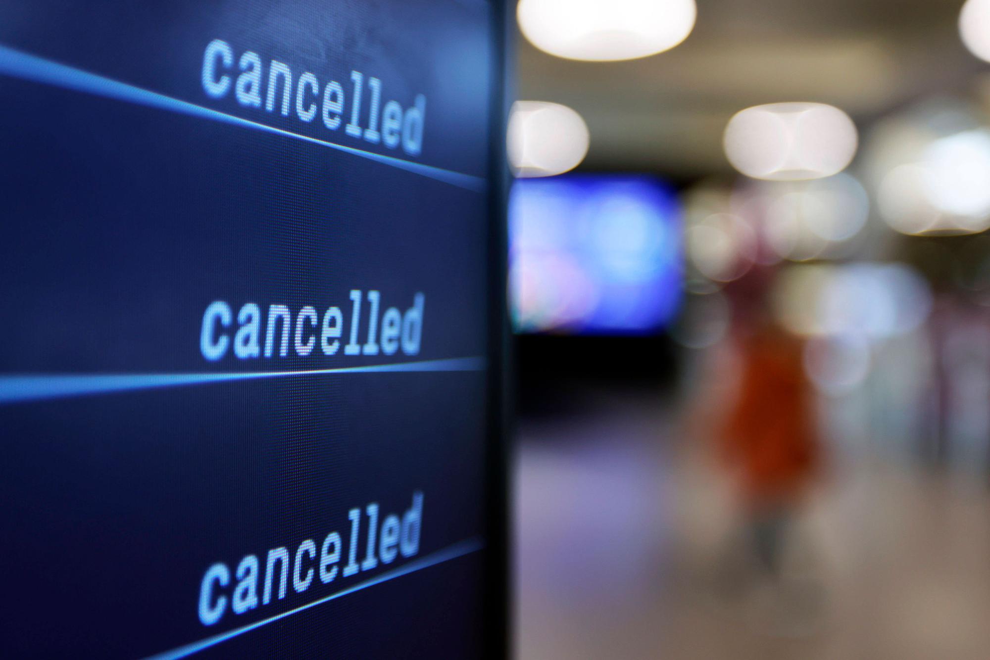 Screen mit „Cancelled“-Anzeige.