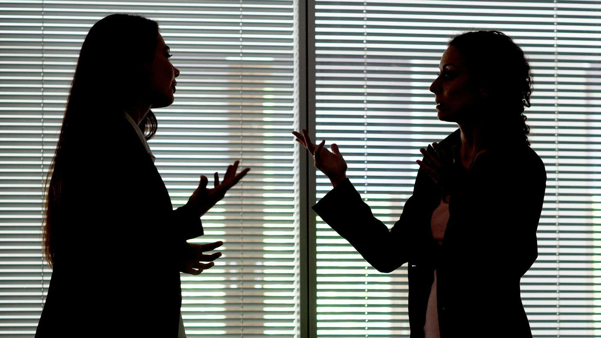 Zwei Frauen gestikulieren im Büro