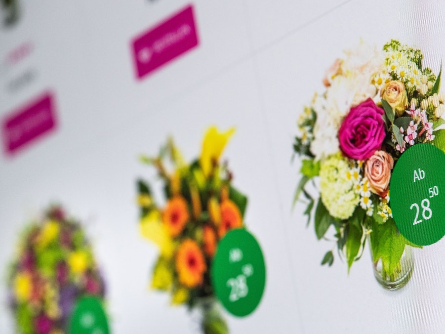 Blumensträuße in einem Online-Shop