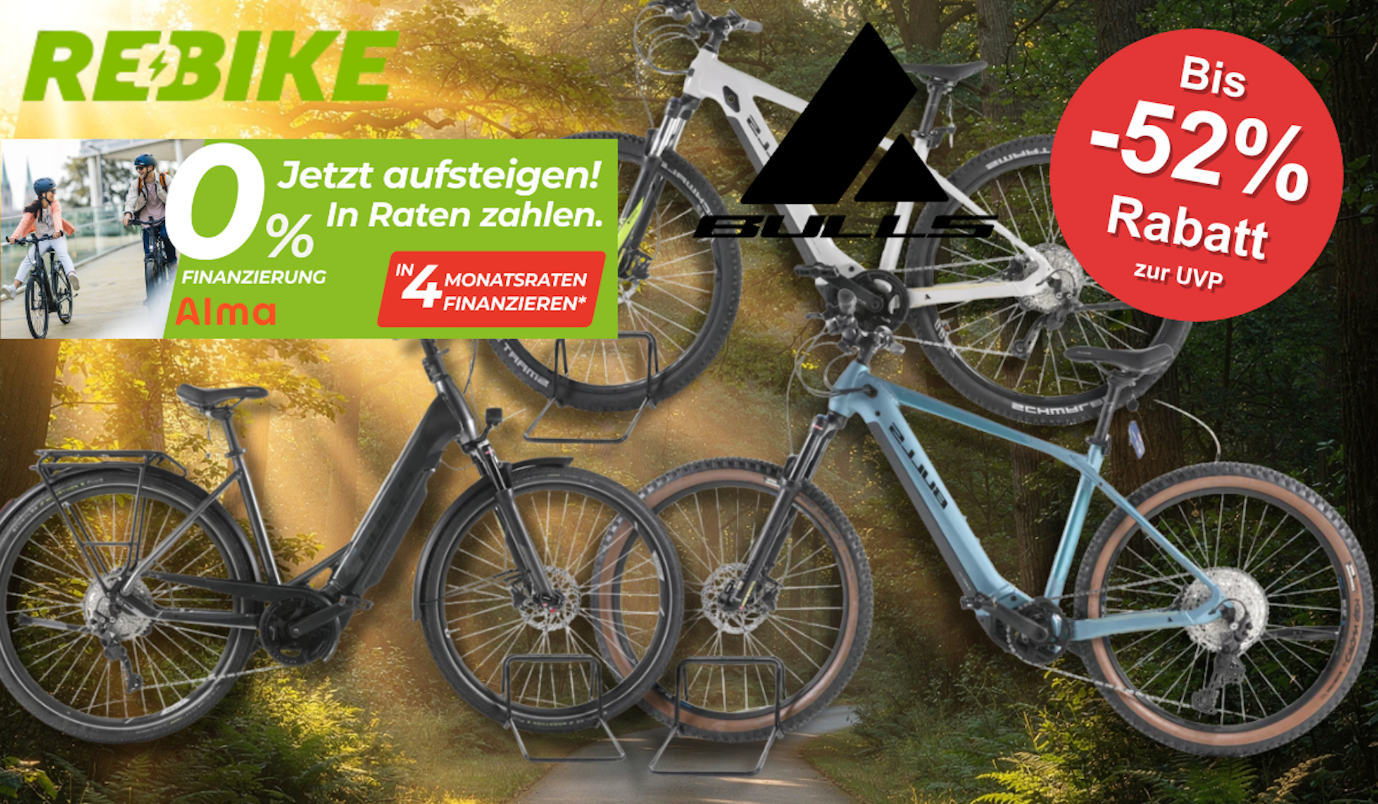 3 Bulls Bikes vor einem Fahrradweg abgebieldet.