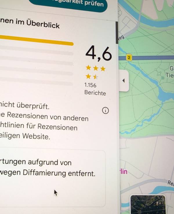 Google-Rezensionen auf einem Bildschirm