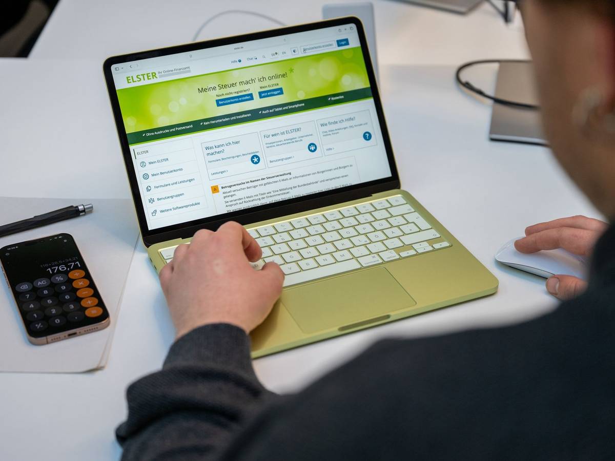 Ein Mann nutzt «Mein Elster» auf einem Laptop