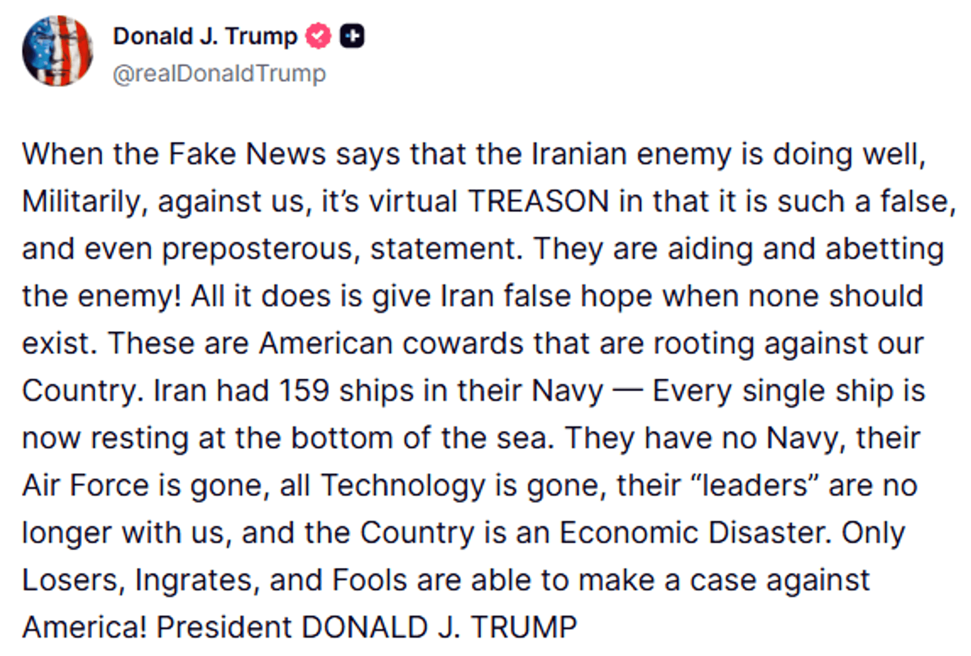 So reagierte Trump via Truth Social auf den Bericht.