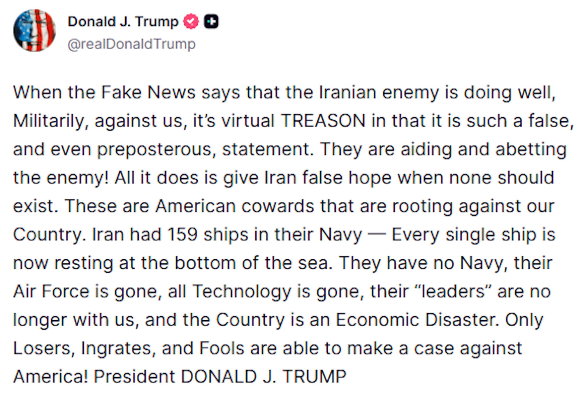 So reagierte Trump via Truth Social auf den Bericht.