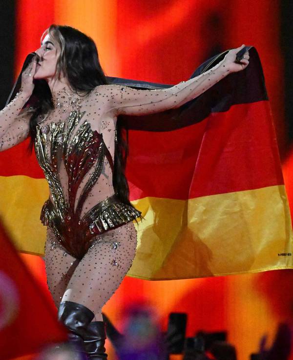 Sarah Engels aus Deutschland mit dem Titel „Fire“ steht bei der Probe für das Finale des 70. Eurovision Song Contest (ESC) auf der Bühne.