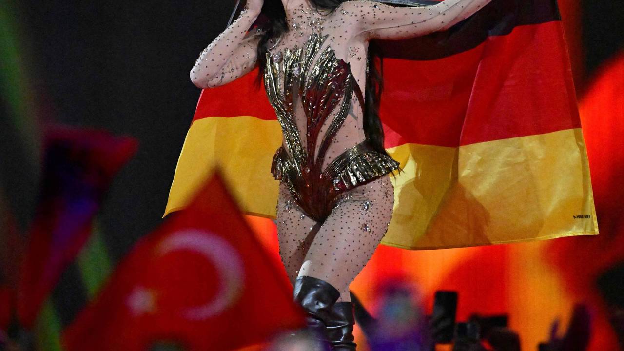 Sarah Engels aus Deutschland mit dem Titel „Fire“ steht bei der Probe für das Finale des 70. Eurovision Song Contest (ESC) auf der Bühne.