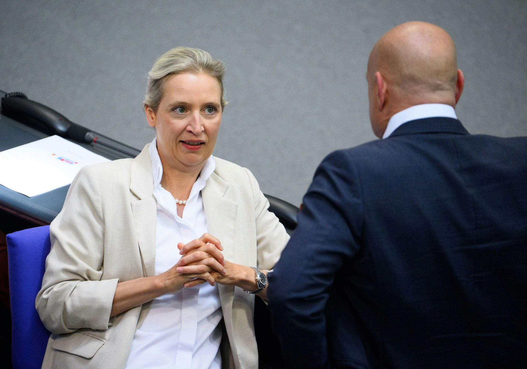 Alice Weidel, Vorsitzende der AfD-Bundestagsfraktion, und Enrico Komning (r, AfD), Parlamentarischer Geschäftsführer der AfD-Bundestagsfraktion.