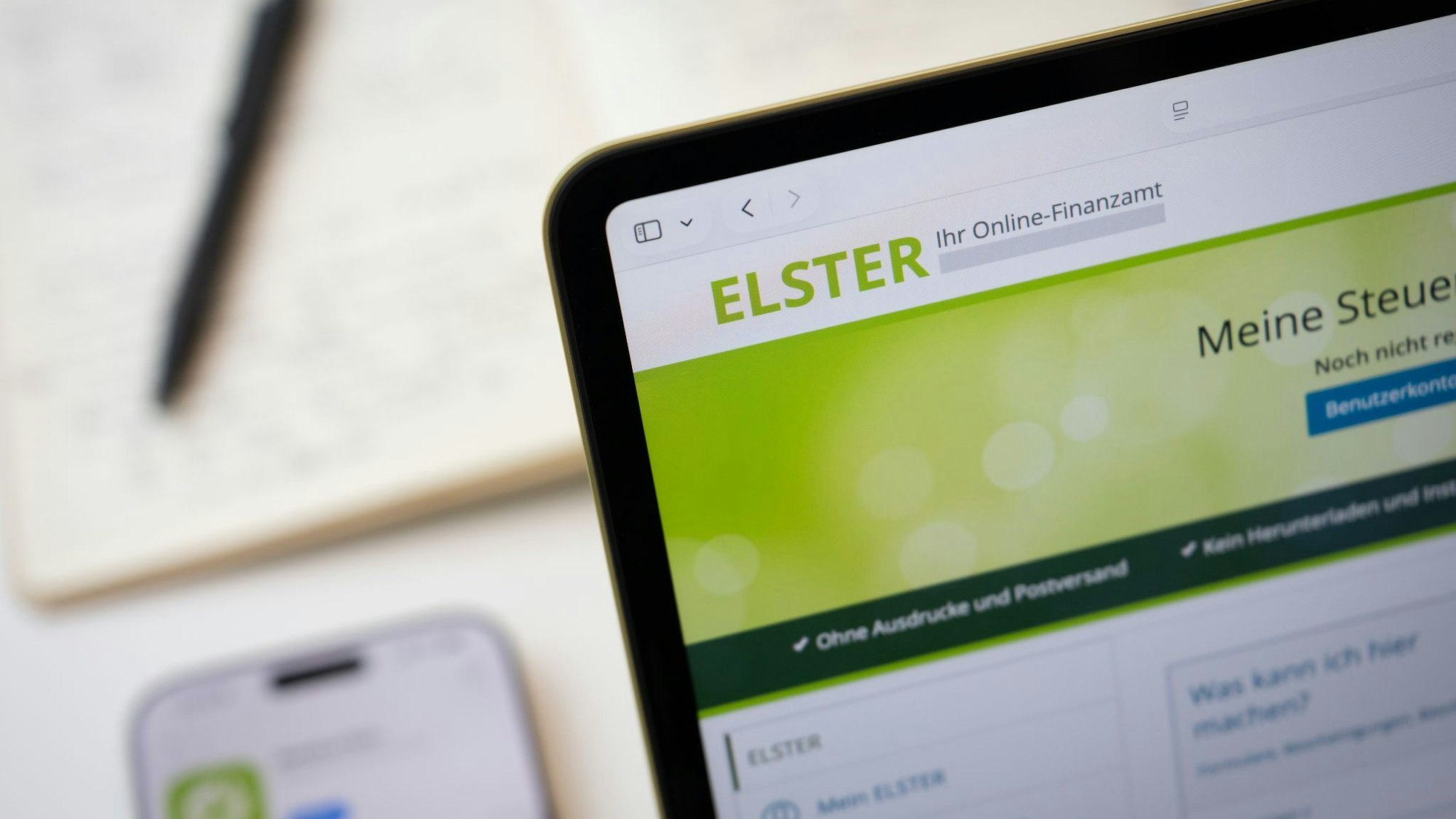 Das Online-Finanzamt «Mein ELSTER» auf einem Laptop