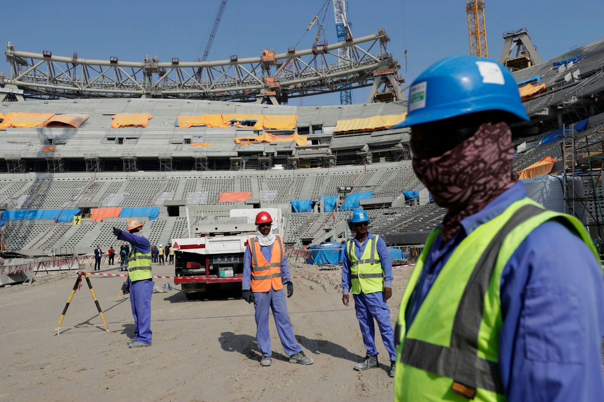 Arbeiter in einem WM-Stadion in Katar