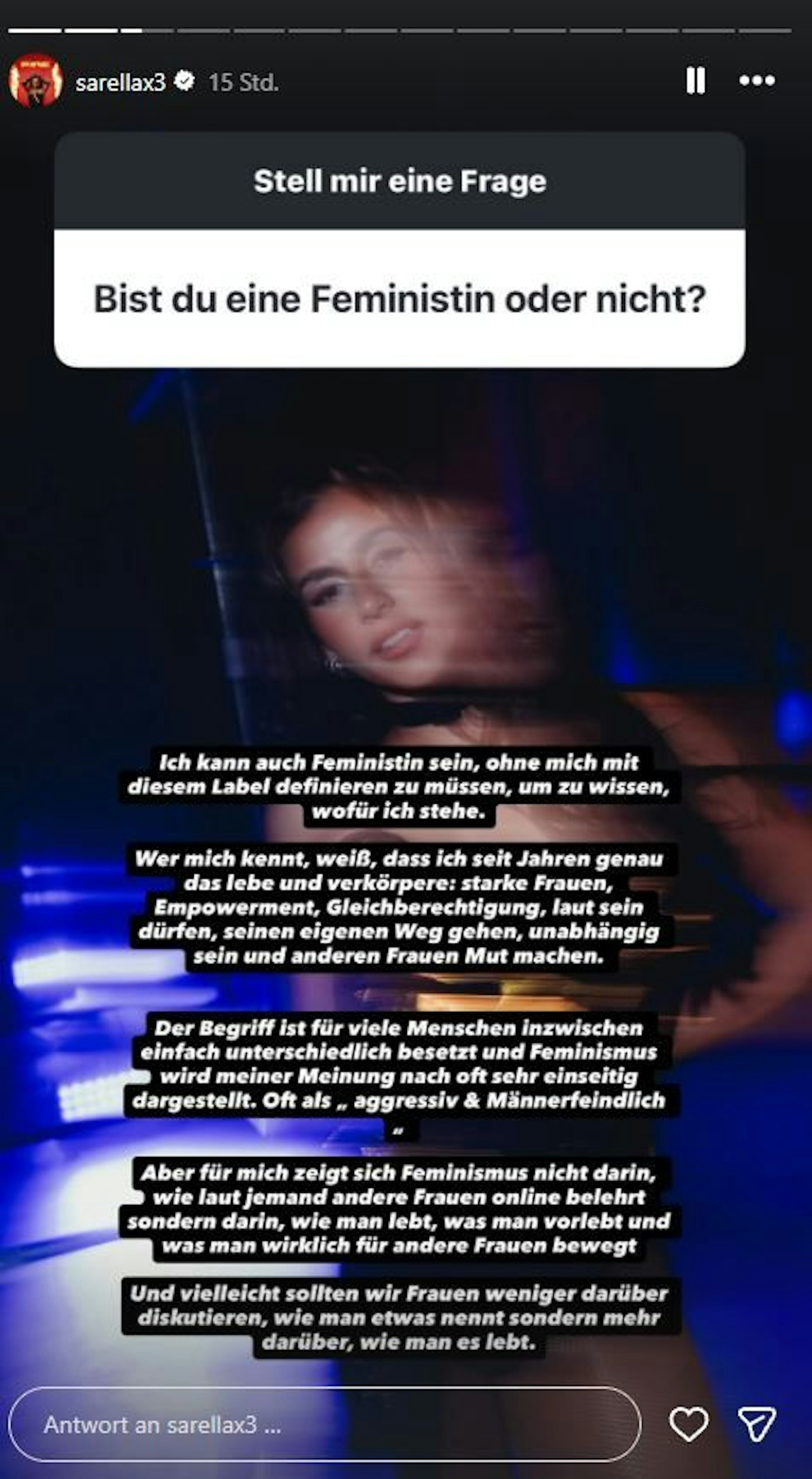 Sarah Engels Screen Shot von Instagram
