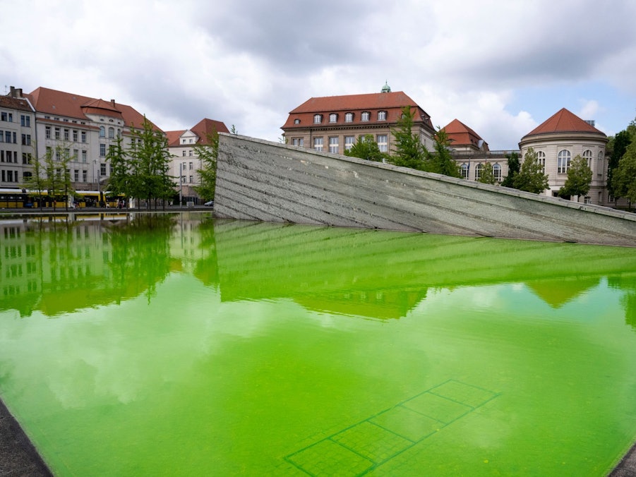 Protestbewegung färbt Brunnenwasser grün