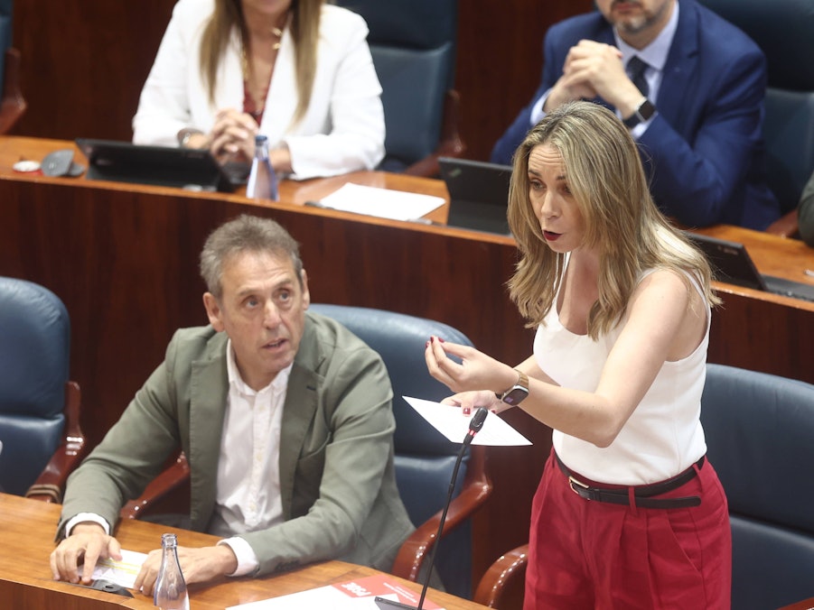 Mar Espinar spricht zu Politikern im Plenum