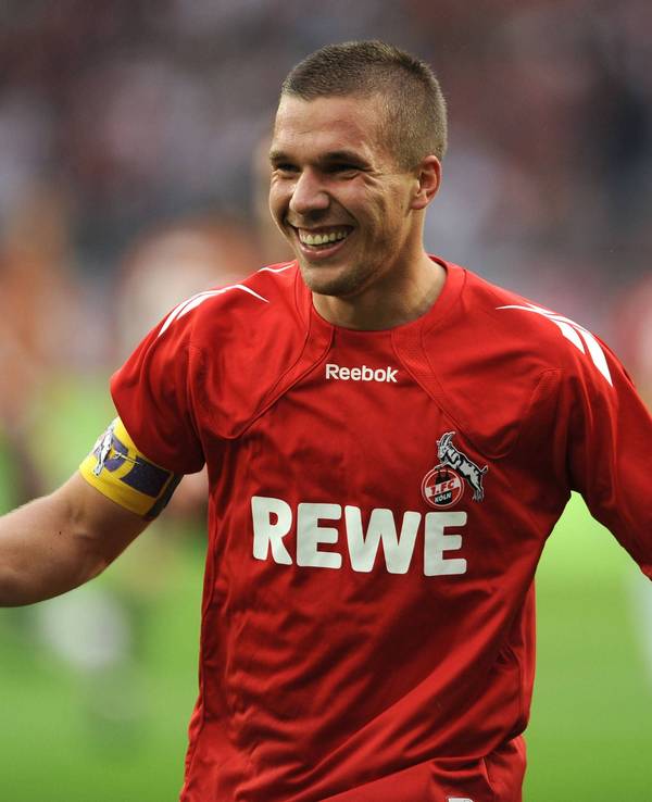 Lukas Podolski jubelt im Trikot des 1. FC Köln.