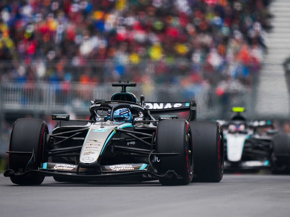 Der britische Mercedes-Fahrer George Russell in Aktion.