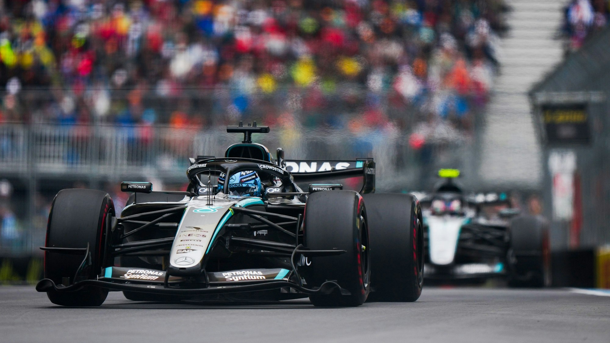 Der britische Mercedes-Fahrer George Russell in Aktion.