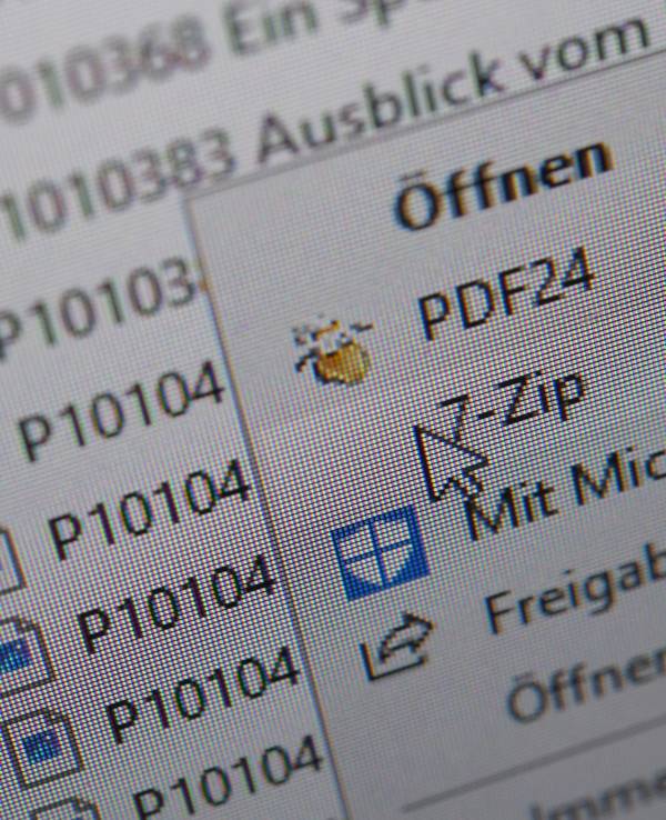 Die Packsoftware 7-Zip im Menü eines Computers