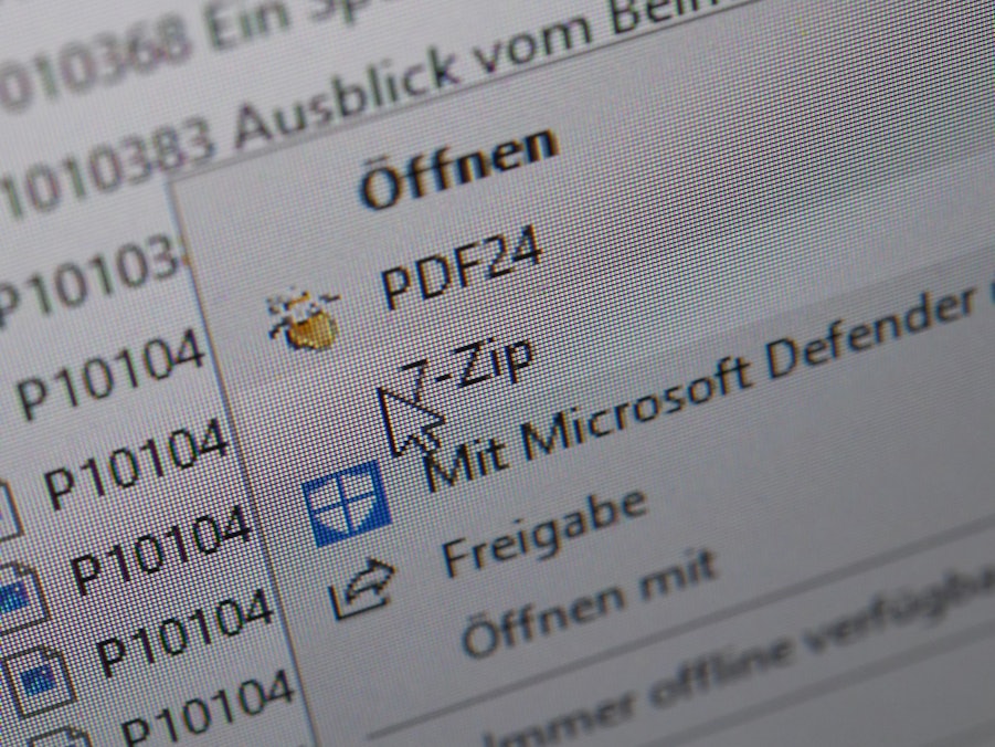 Die Packsoftware 7-Zip im Menü eines Computers
