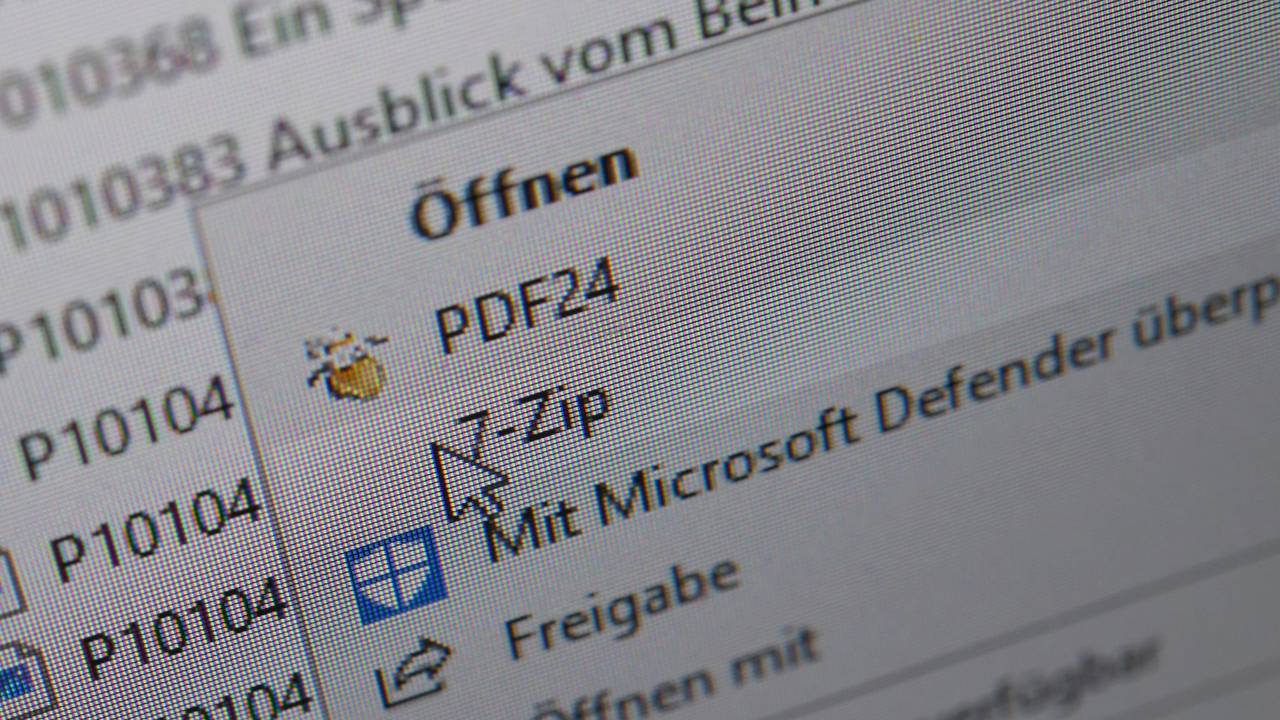 Die Packsoftware 7-Zip im Menü eines Computers