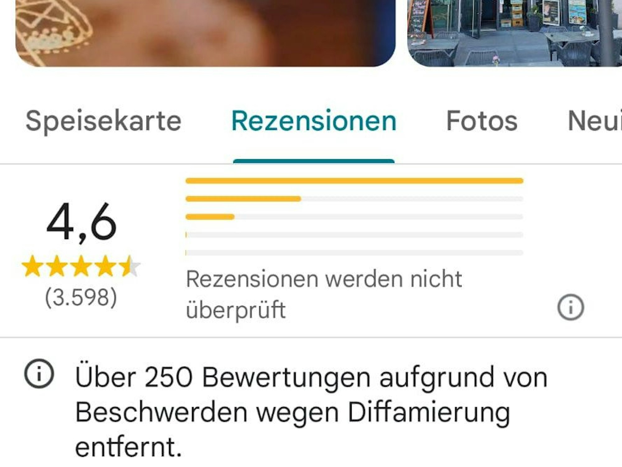 Das Mongo's in Deutz lässt Google-Rezensionen löschen.