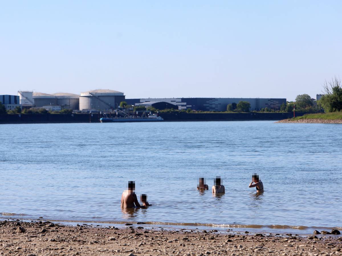 In Niehl sind am Dienstag (26. Mai) trotz Verbots Menschen im Wasser.