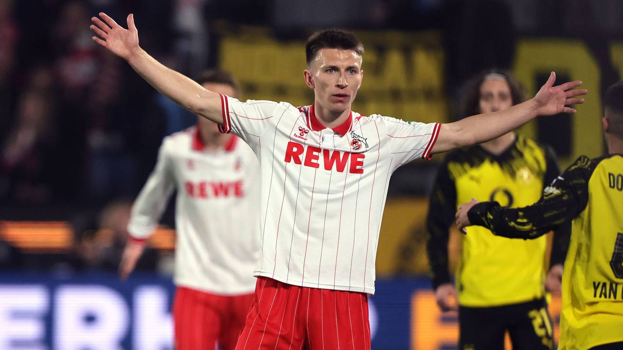 Kristoffer Lund im Dress des 1. FC Köln beim Spiel gegen Borussia Dortmund