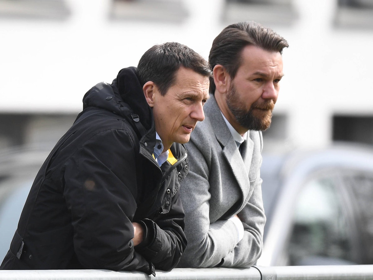 Ulf Sobek und Thomas Kessler beim FC-Training.