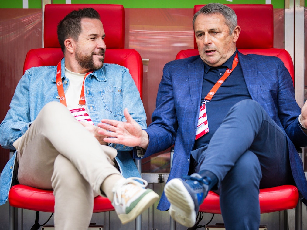 Fortuna-Sportdirektor Christian Weber (l.) und F95-Vorstand Klaus Allofs