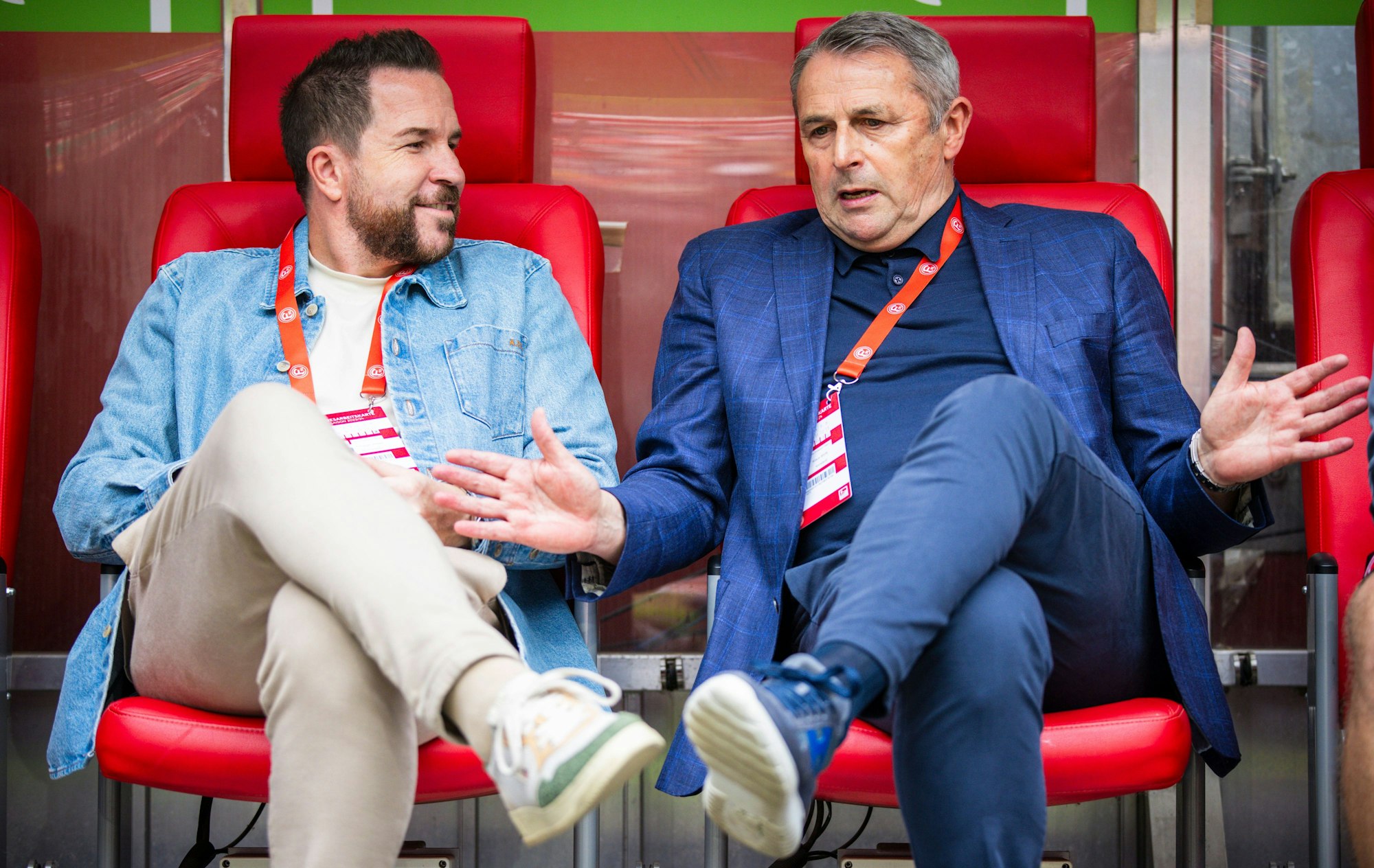 Fortuna-Sportdirektor Christian Weber (l.) und F95-Vorstand Klaus Allofs