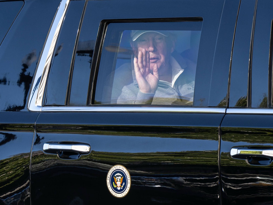 US-Präsident Donald Trump kommt Ende Mai am Weißen Haus an.
