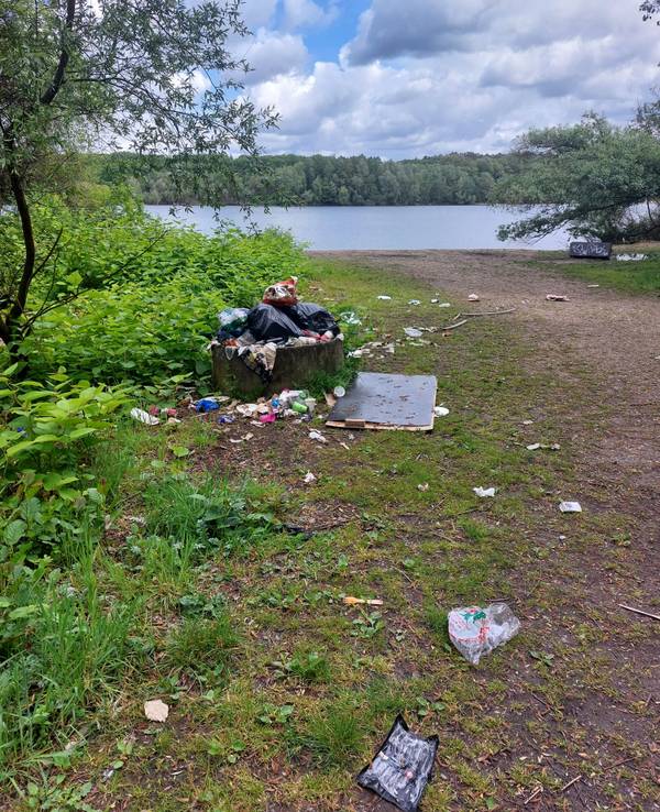 Ekel-Anblick: Müll am Höhenfeldersee in Köln-Höhenhaus.