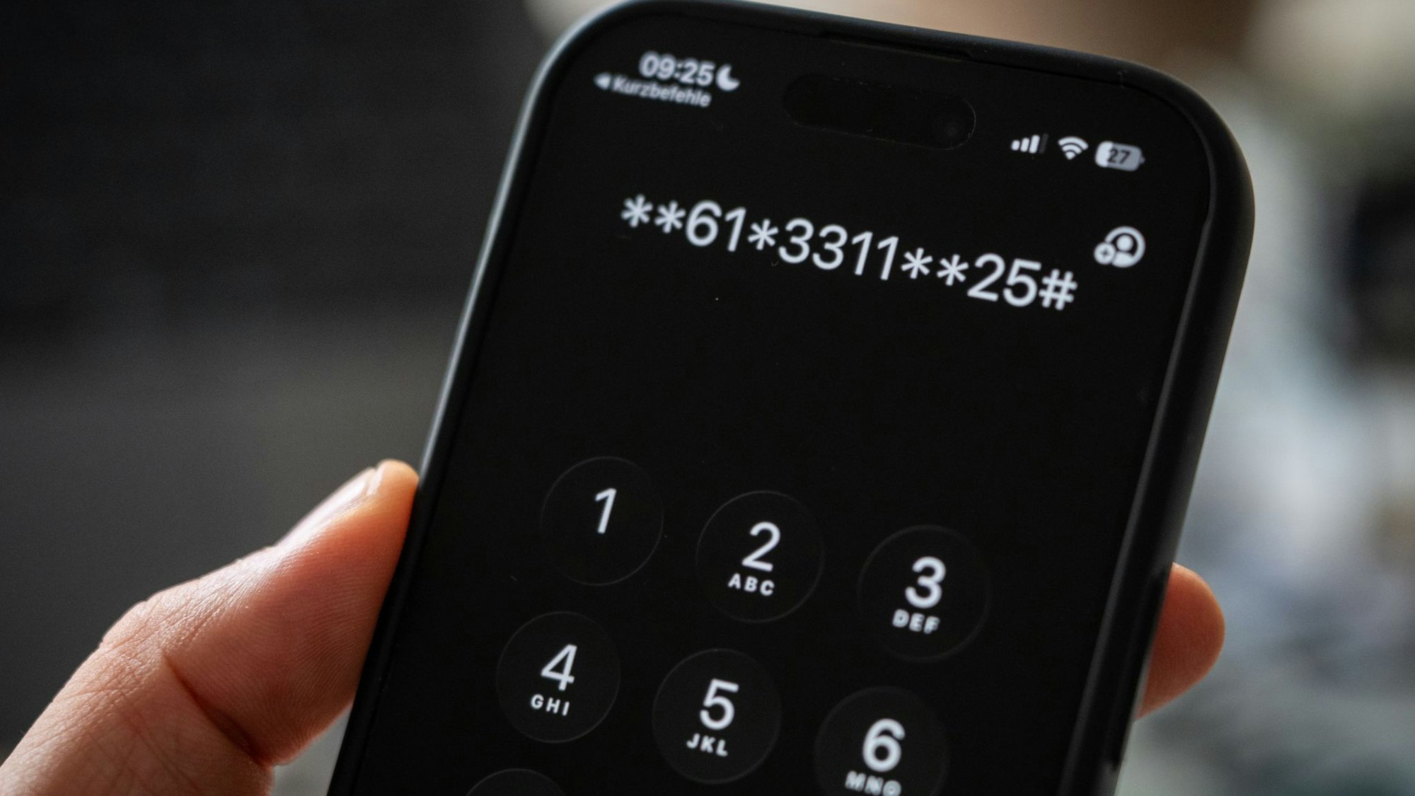 GSM-Code 61*331125# auf dem Disply eines iPhone