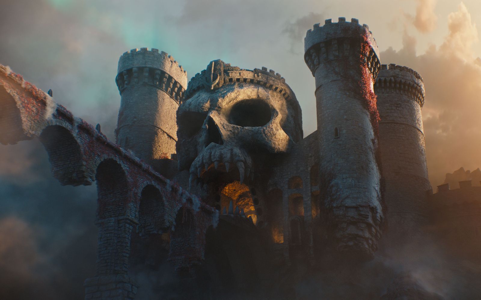 Alleine bei diesem Bild wird vielen Kindern der 80er das Herz aufgehen: Castle Grayskull, gewissermaßen das Zentrum von He-Mans übernatürlicher Macht, sieht in „Masters of the Universe“ genau so aus, wie man es von früher kennt. (Bild: 2026 Amazon MGM Studios Content Services LLC)