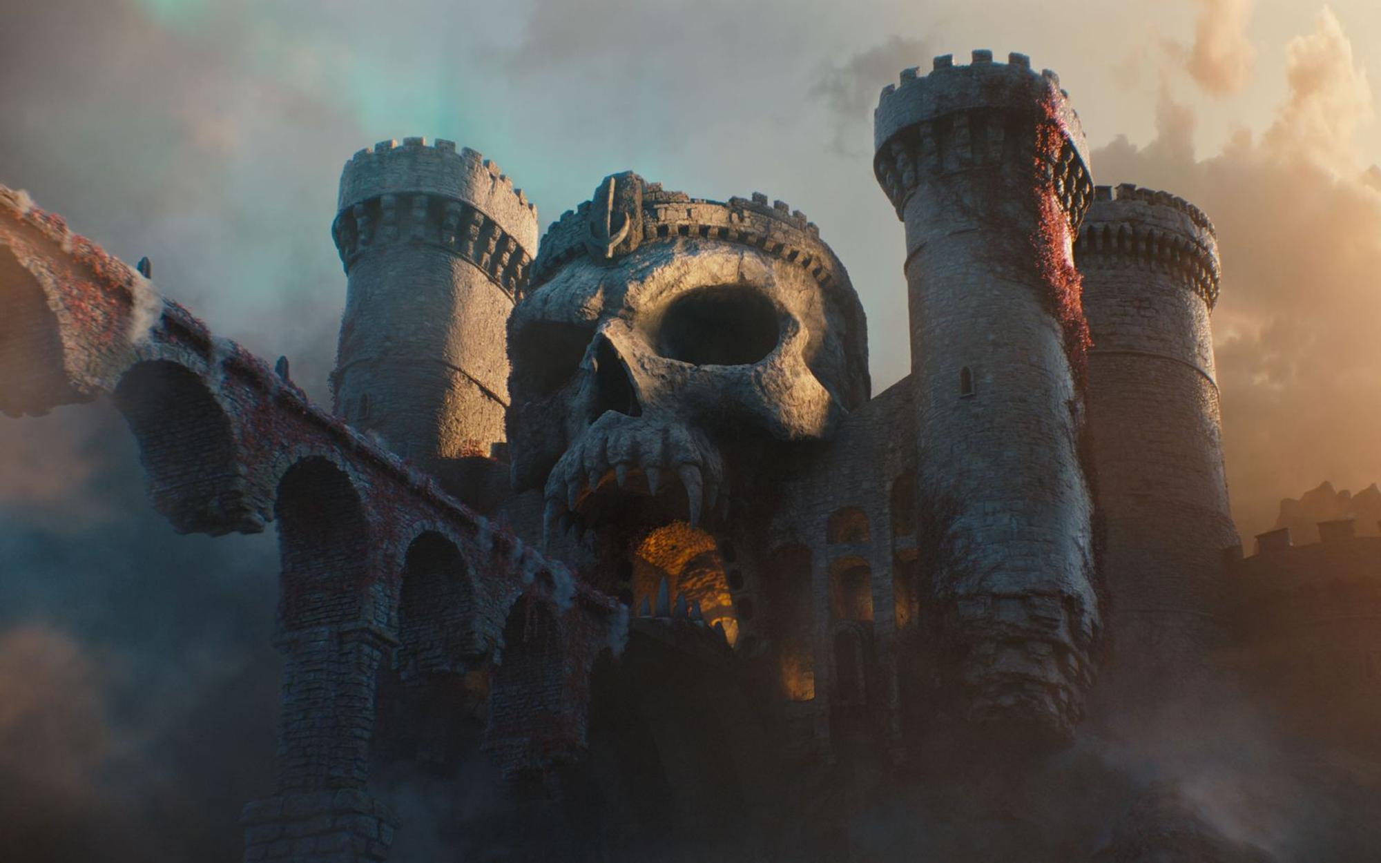 Alleine bei diesem Bild wird vielen Kindern der 80er das Herz aufgehen: Castle Grayskull, gewissermaßen das Zentrum von He-Mans übernatürlicher Macht, sieht in „Masters of the Universe“ genau so aus, wie man es von früher kennt. (Bild: 2026 Amazon MGM Studios Content Services LLC)