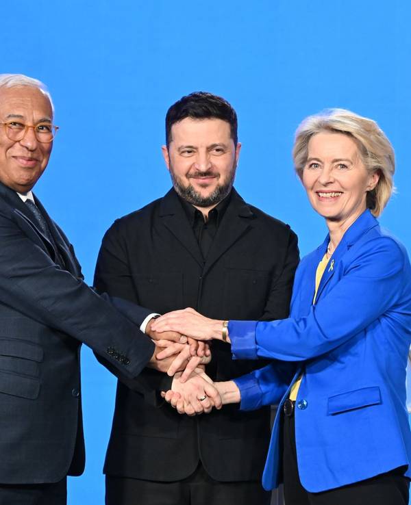 Selenskyj, von der Leyen und Costa