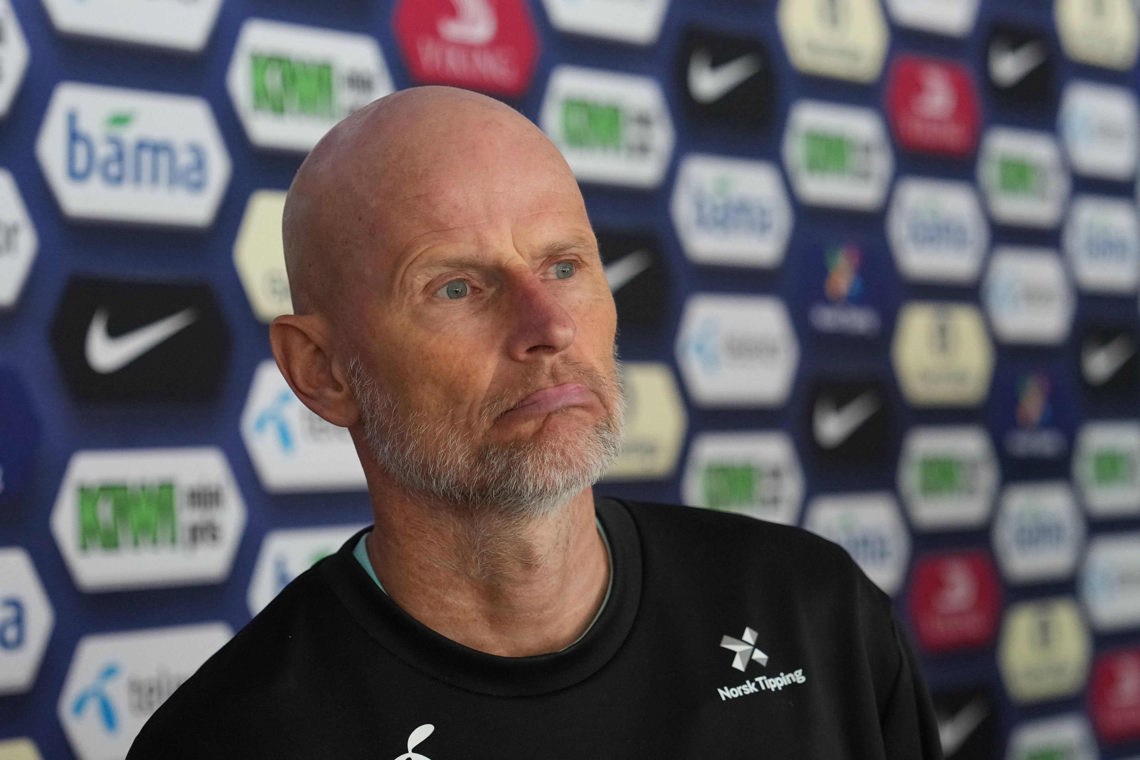 Stale Solbakken auf einer Pressekonferenz vor der WM in Norwegen (Oslo)