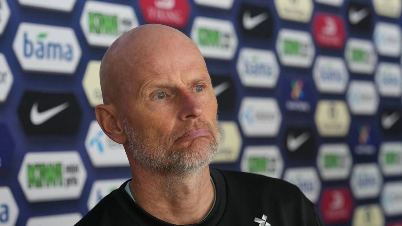 Stale Solbakken auf einer Pressekonferenz vor der WM in Norwegen (Oslo)