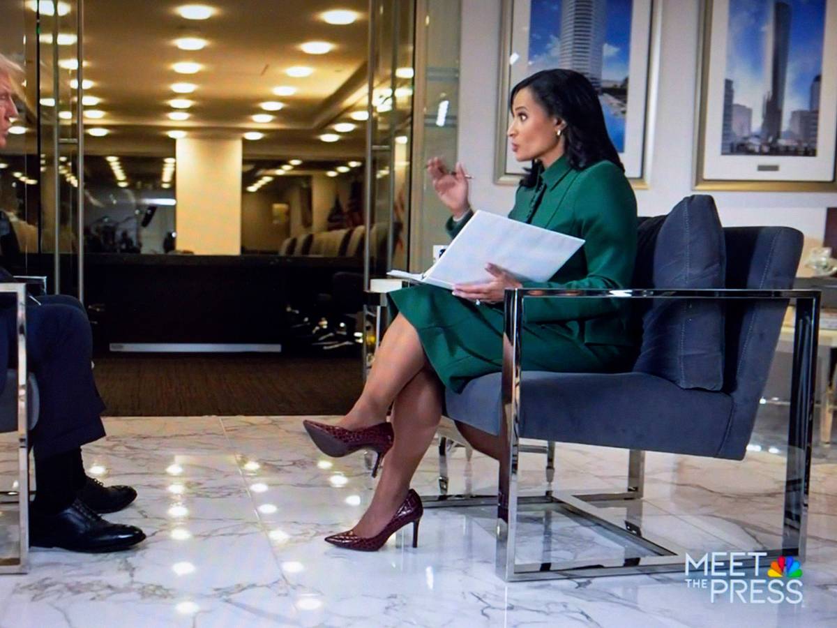 US-Präsident Donald Trump im Gespräch mit Kristen Welker, Gastgeberin der NBC-Sendung „Meet the Press“, hier im Jahr 2024.