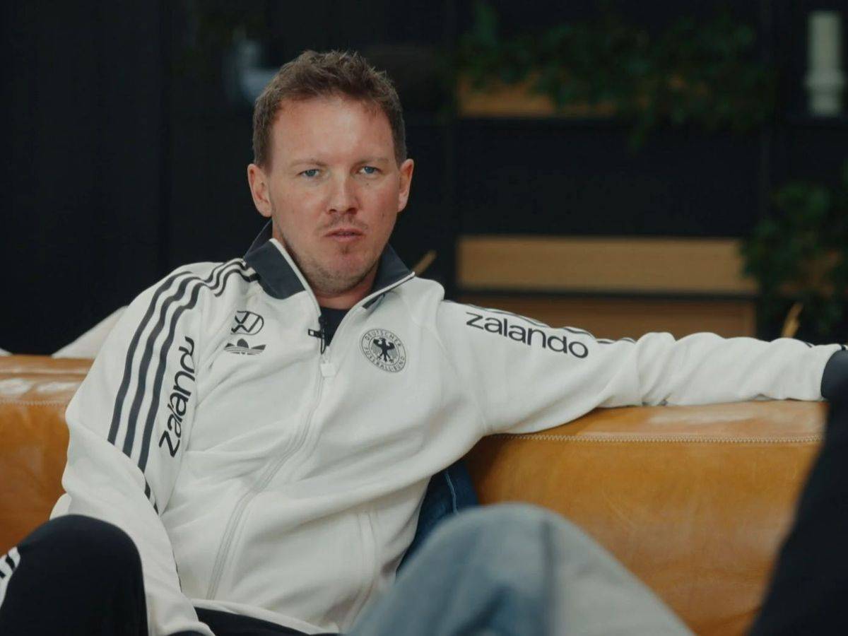 Esther Sedlaczek interviewte für den Film „WM-Wahnsinn und Titel-Träume“ Bundestrainer Julian Nagelsmann. (Bild: SWR)