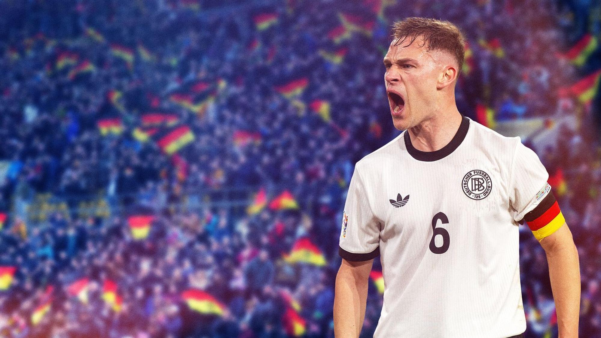 Anführer, Macher: „Kapitän Kimmich“, die neue ZDF-Dokumentation, zeigt Joshua Kimmich nicht nur im Fußballtrikot, sondern auch abseits des Platzes als Familienvater und Privatmensch. (Bild: ZDF und picture alliance / Bernd Feil, Hendrik Hamelau, Montage: Motor Kommunikation.)