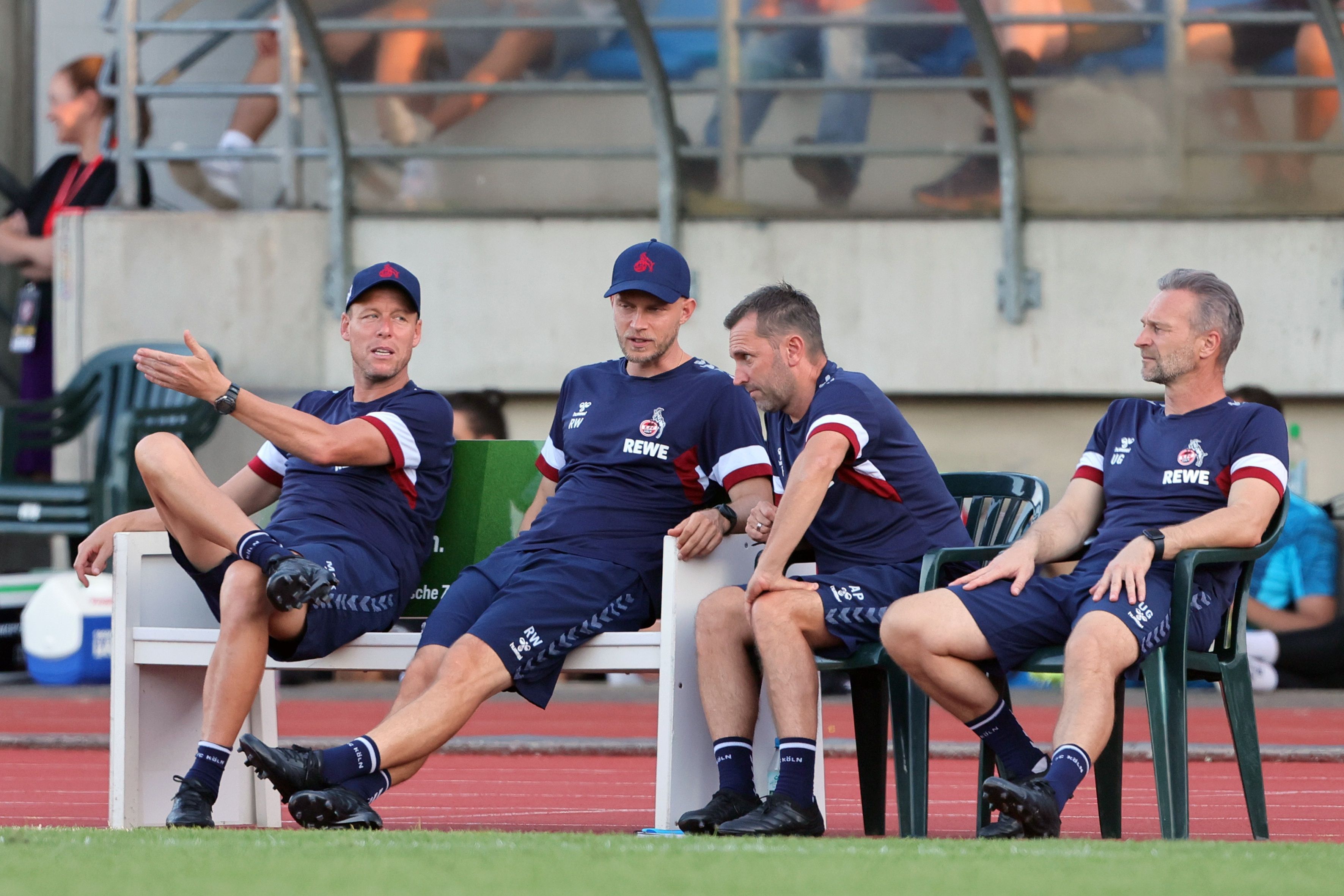 Kevin McKenna, René Wagner, Andre Pawlak und Uwe Gospodarek beim Testspiel in Bergisch Gladbach.