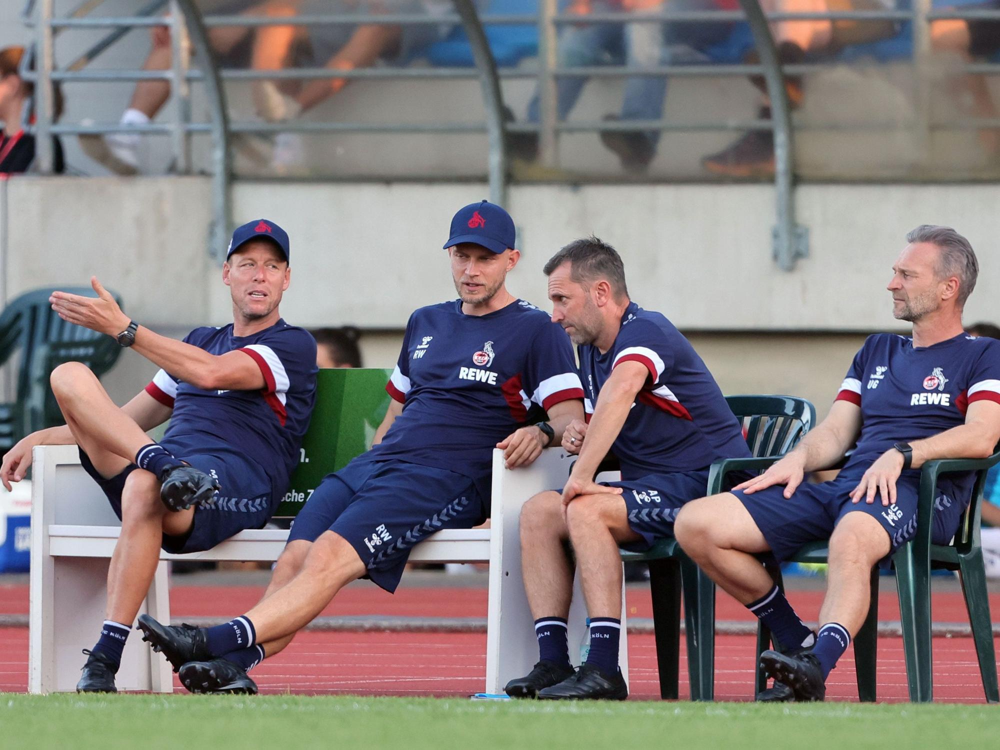 Kevin McKenna, René Wagner, Andre Pawlak und Uwe Gospodarek beim Testspiel in Bergisch Gladbach.