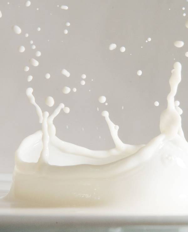 Milch spritzt in einem Glas