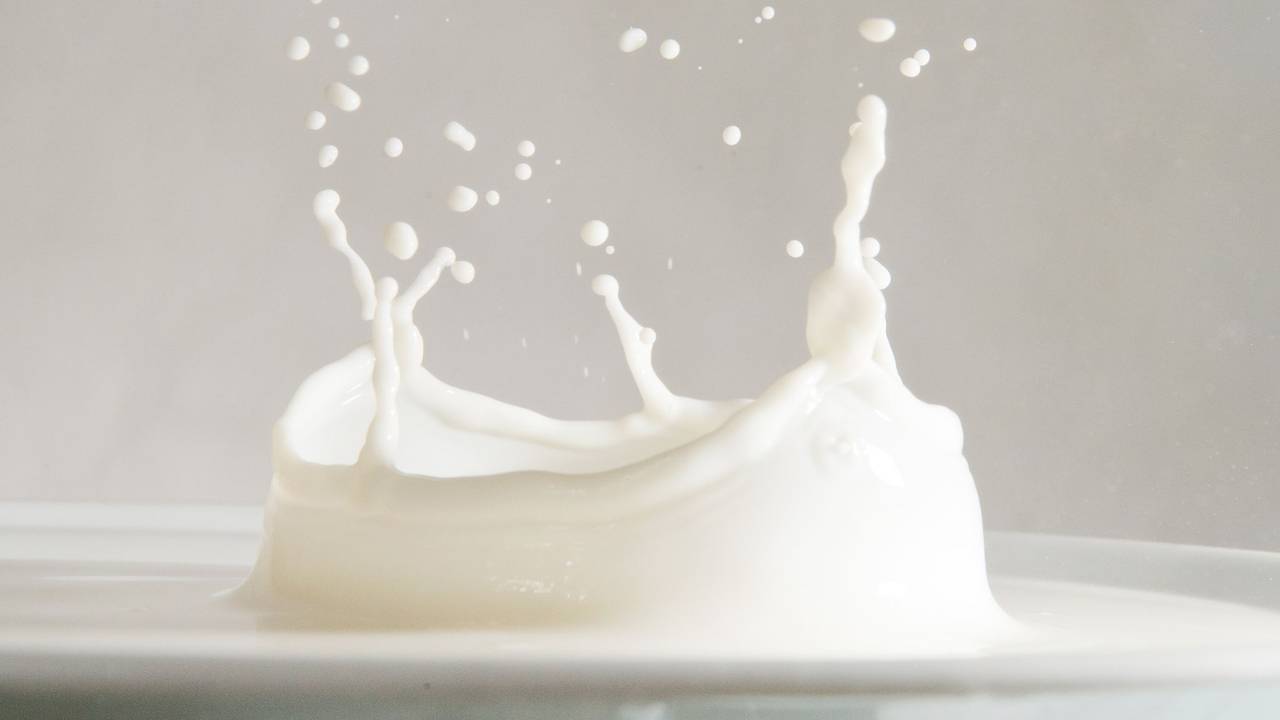 Milch spritzt in einem Glas