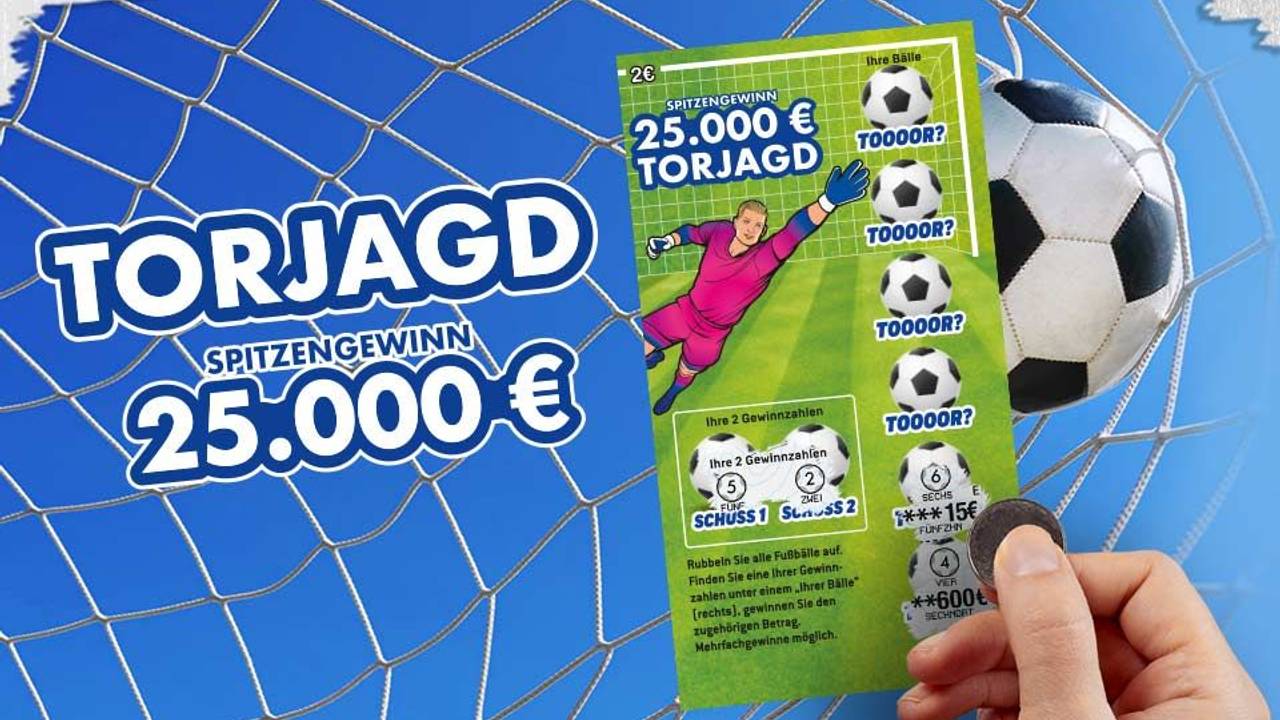 Das Bild zeigt das WestLotto-Rubbellos Torjagd