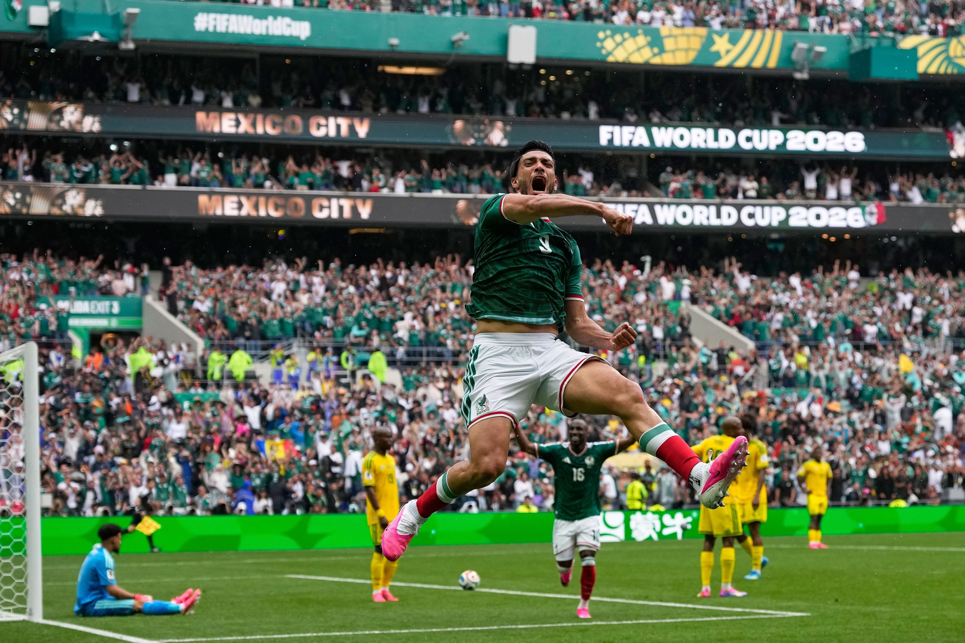 Torjubel bei Mexiko im Spiel der WM 2026 gegen Südafrika.