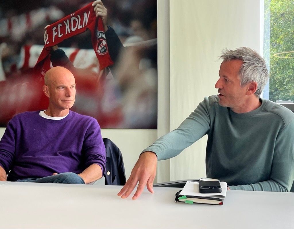 FC-Präsident Jörn Stobbe und Finanzgeschäftsführer Philipp Türoff (r.) am 12. Juni 2026 im Geißbockheim.
