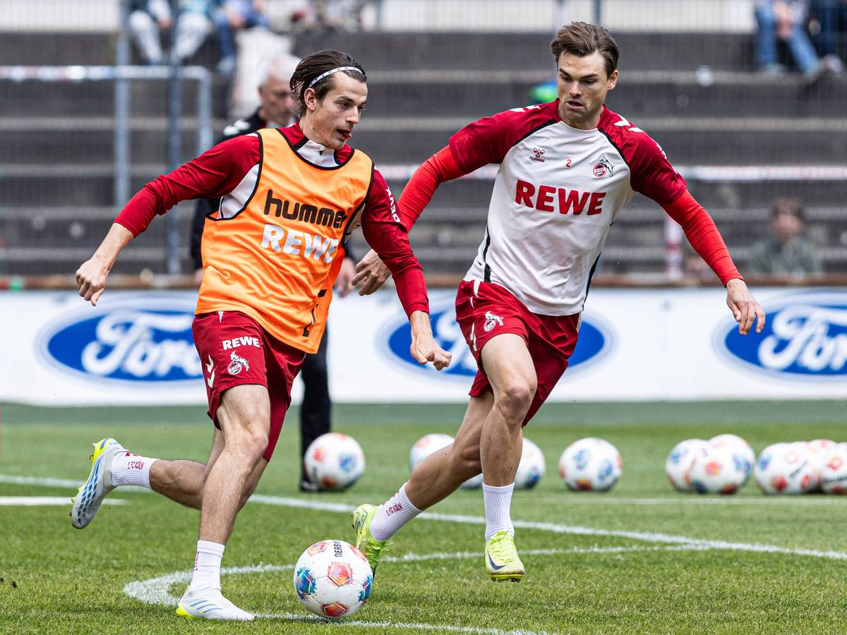 Abschlusstraining im Franz-Kremer-Stadion mit Jakub Kaminski und Joel Schmied.