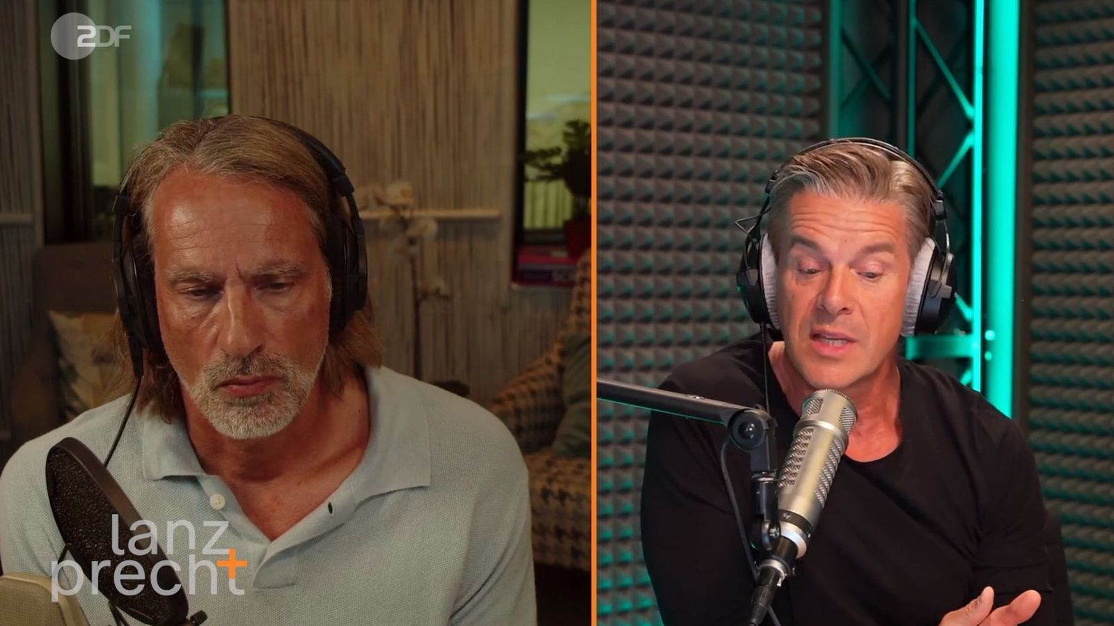 Markus Lanz (rechts) und Richard David Precht sprechen im Podcast „Lanz + Precht“ über Männlichkeit. (Bild: ZDF / Lanz + Precht)